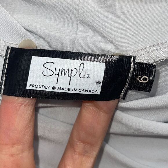 Sympli Womens Twisted Neck Quarter Sleeve Slit‎ Side Blouse Gray Size 6 - Picture 4 of 8